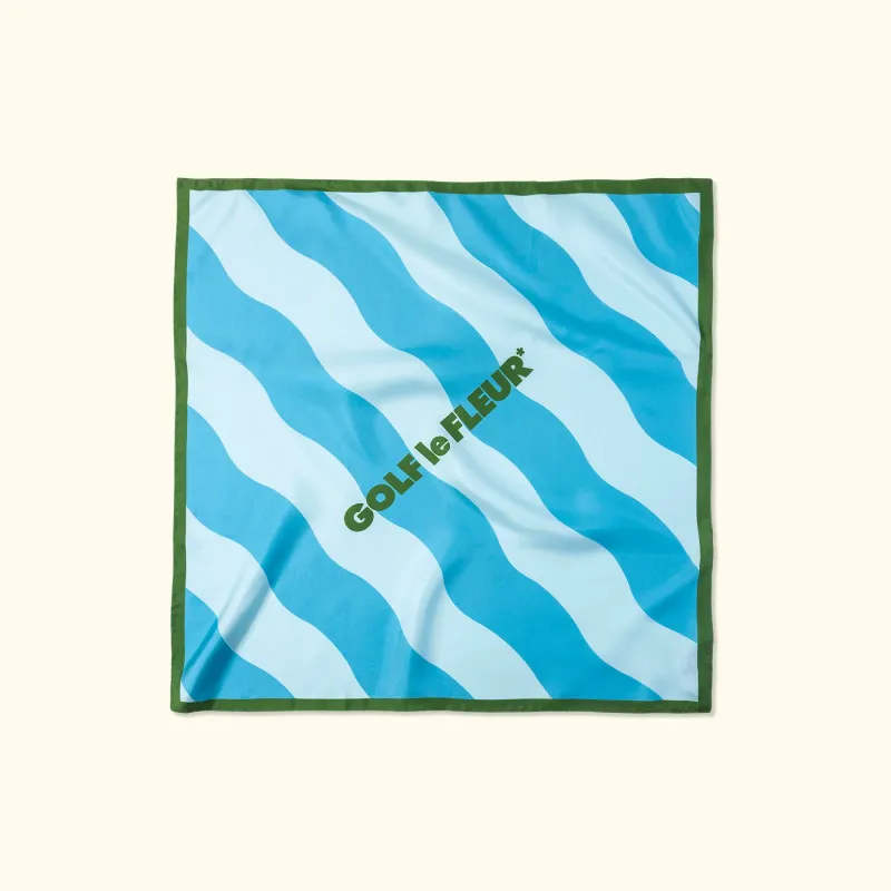 Wavy Stripe Silk Scarf Blue sold by GOLF le FLEUR*