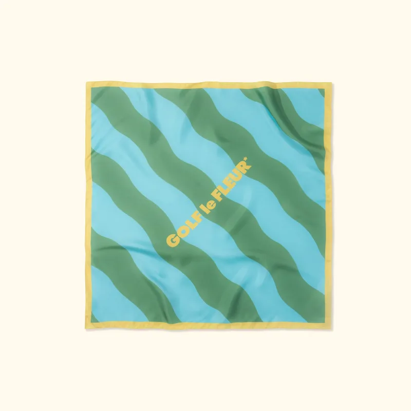 Wavy Stripe Silk Scarf Green sold by GOLF le FLEUR*