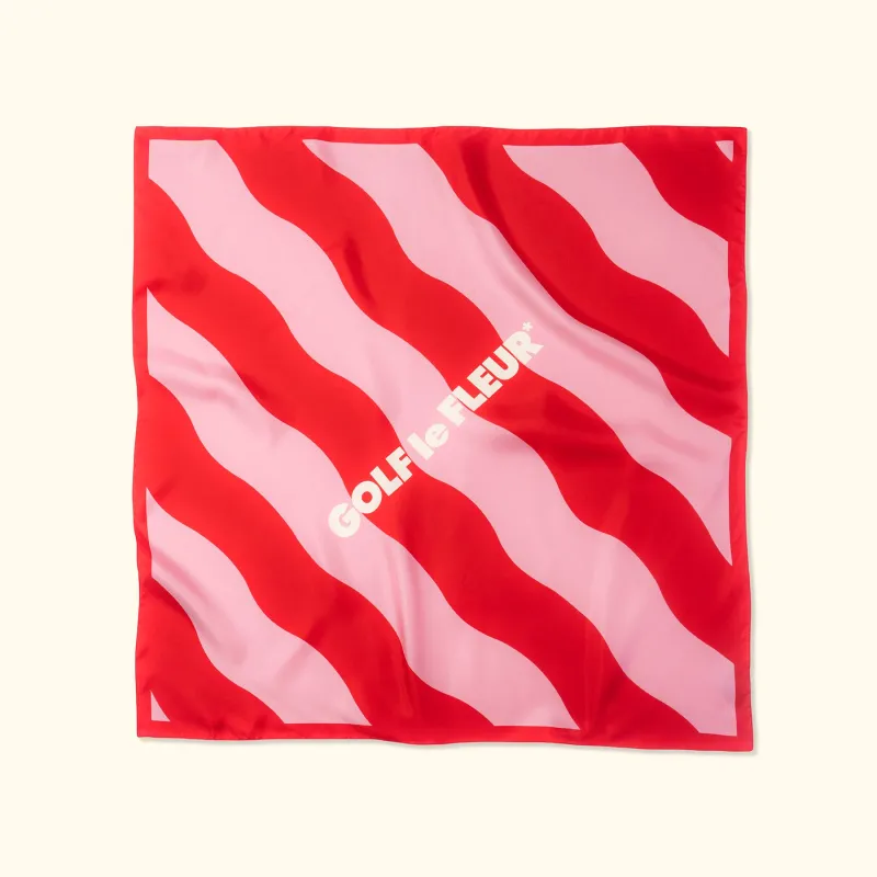 Large Wavy Stripe Silk Scarf Red sold by GOLF le FLEUR*