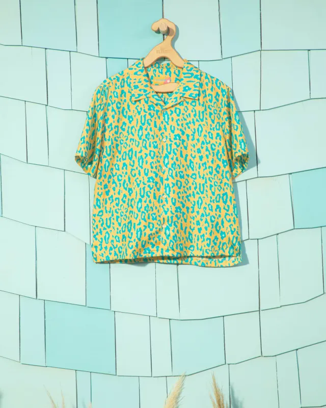 Fleur Camo Silk Button-Up Orange sold by GOLF le FLEUR*
