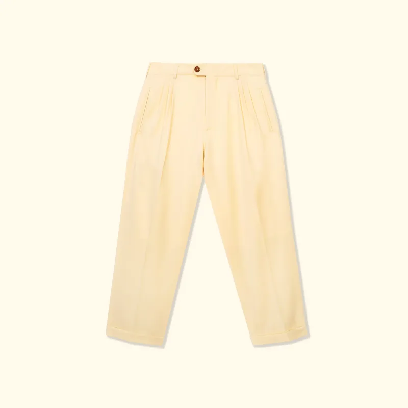 Double Pleated Trousers Cream sold by GOLF le FLEUR*