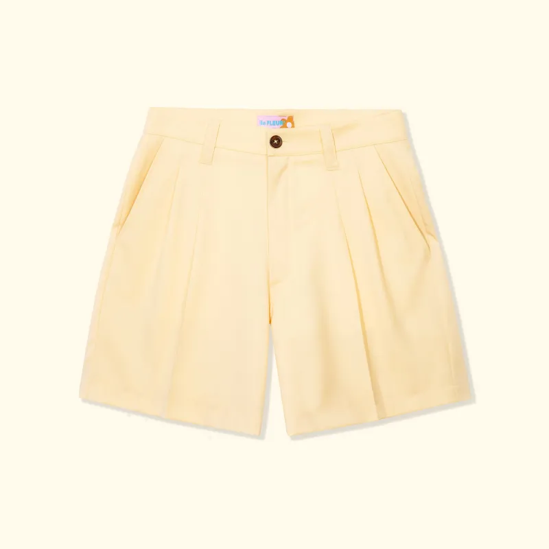 Double Pleated Shorts Cream sold by GOLF le FLEUR*