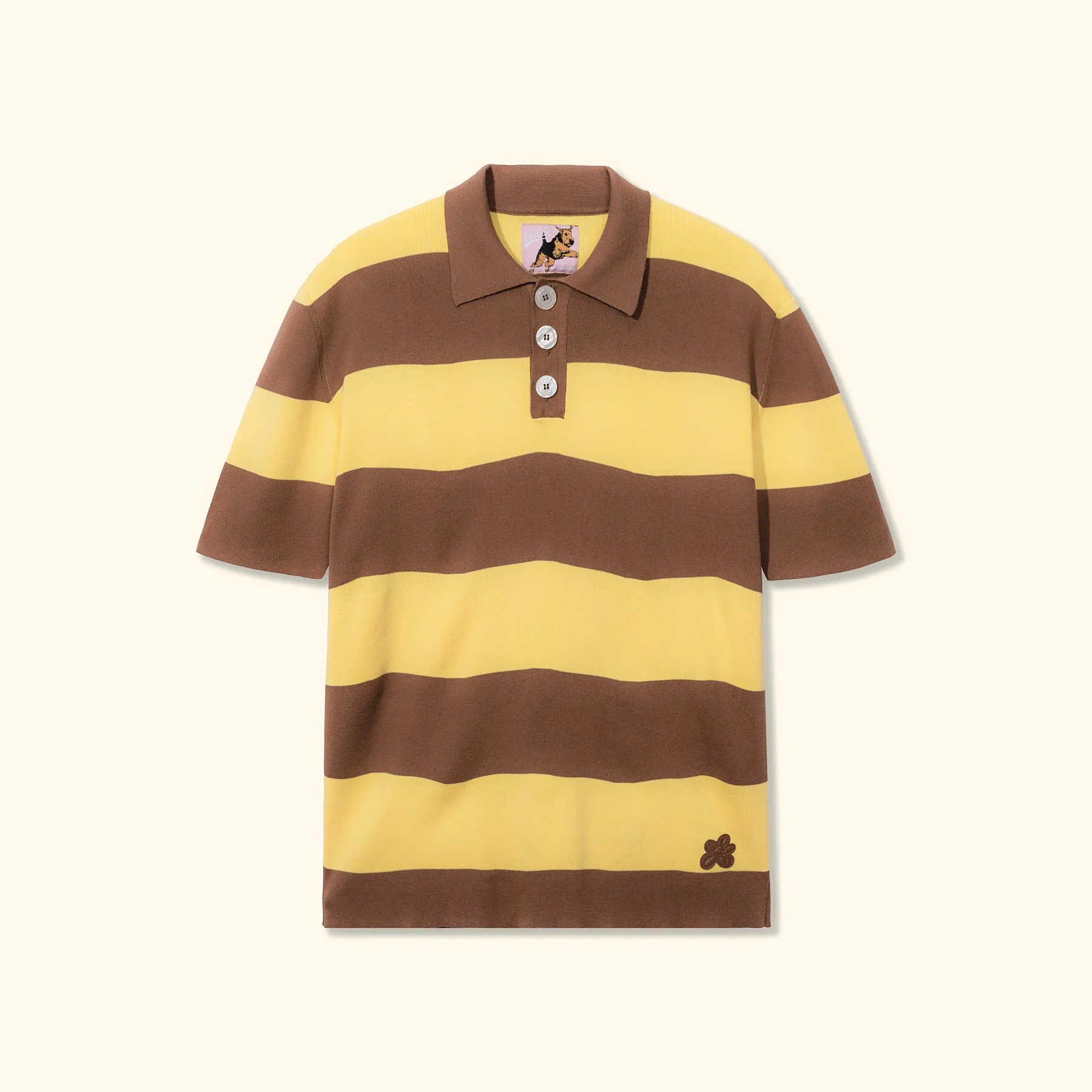 Wavy Stripe Knit Polo Brown sold by GOLF le FLEUR*