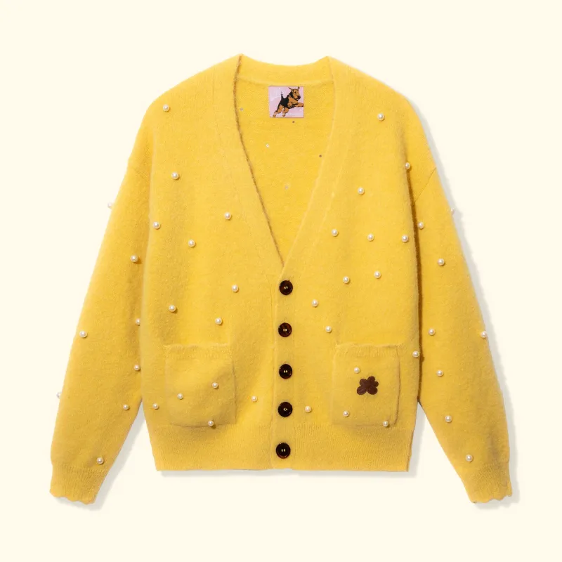 Pearl Cardigan Yellow sold by GOLF le FLEUR*