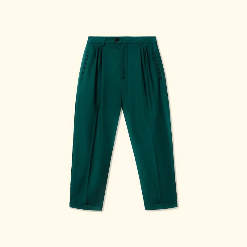 Double Pleated Trousers Green sold by GOLF le FLEUR*