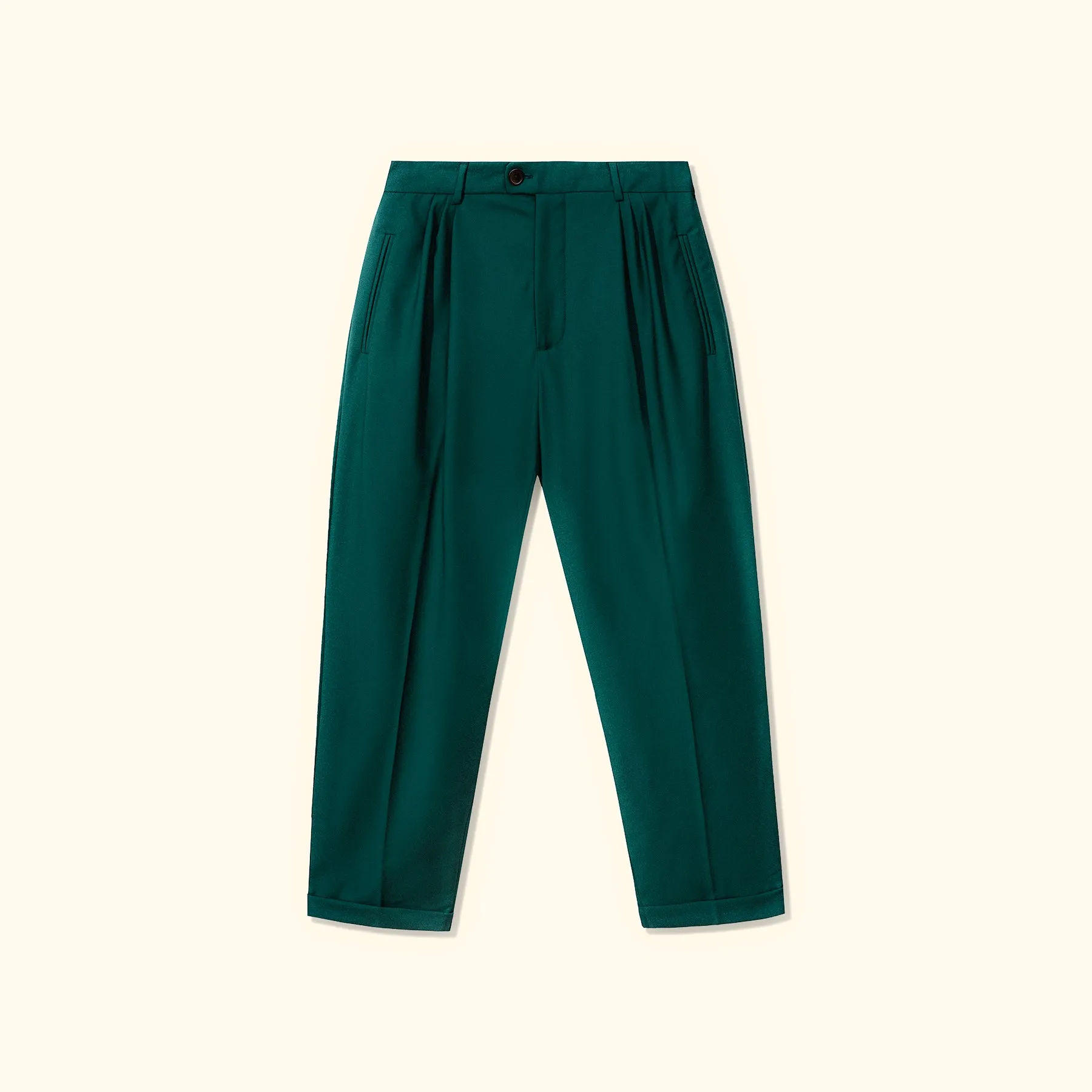Double Pleated Trousers Green sold by GOLF le FLEUR*