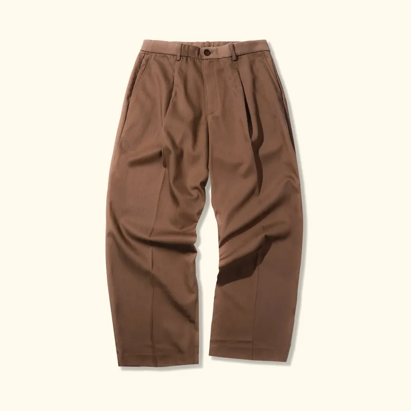 Darryl Wide Pleated Trousers Brown sold by GOLF le FLEUR*