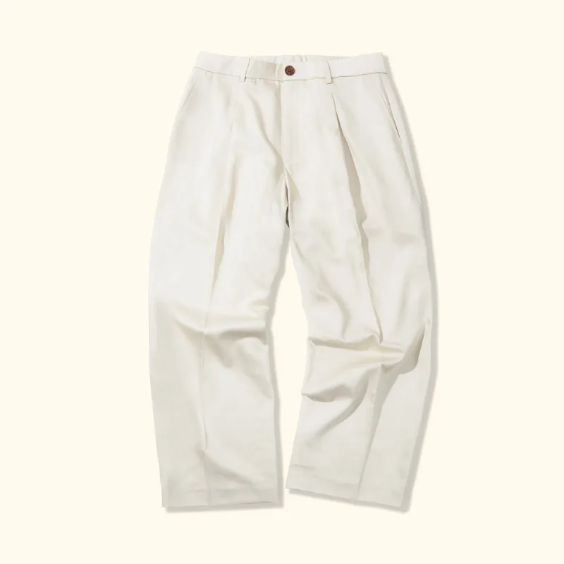 Darryl Wide Pleated Trousers Cream sold by GOLF le FLEUR*