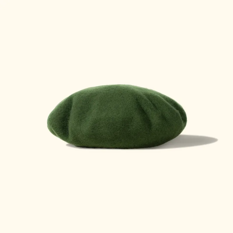 Cursive Beret Olive sold by GOLF le FLEUR*