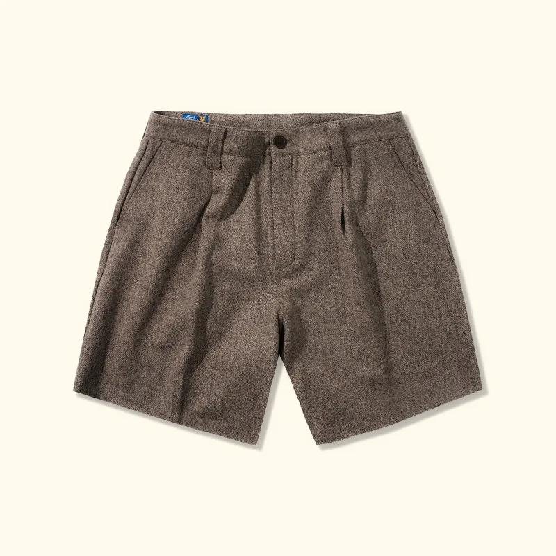 Speckled Wool Shorts Brown sold by GOLF le FLEUR*