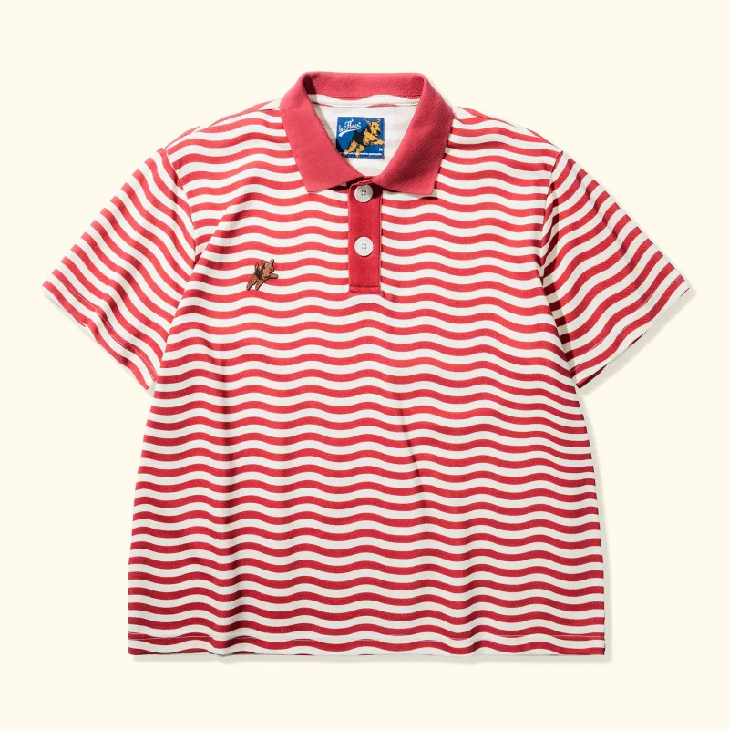 Darryl Striped Polo Red sold by GOLF le FLEUR*