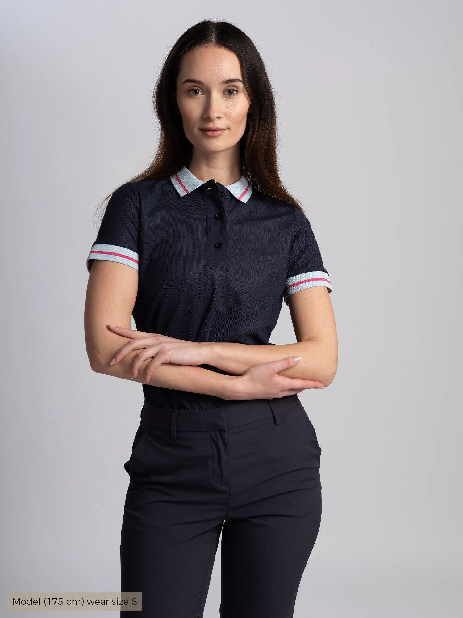 W AYAKA POLOSHIRT Navy sold by Cross Sportswear