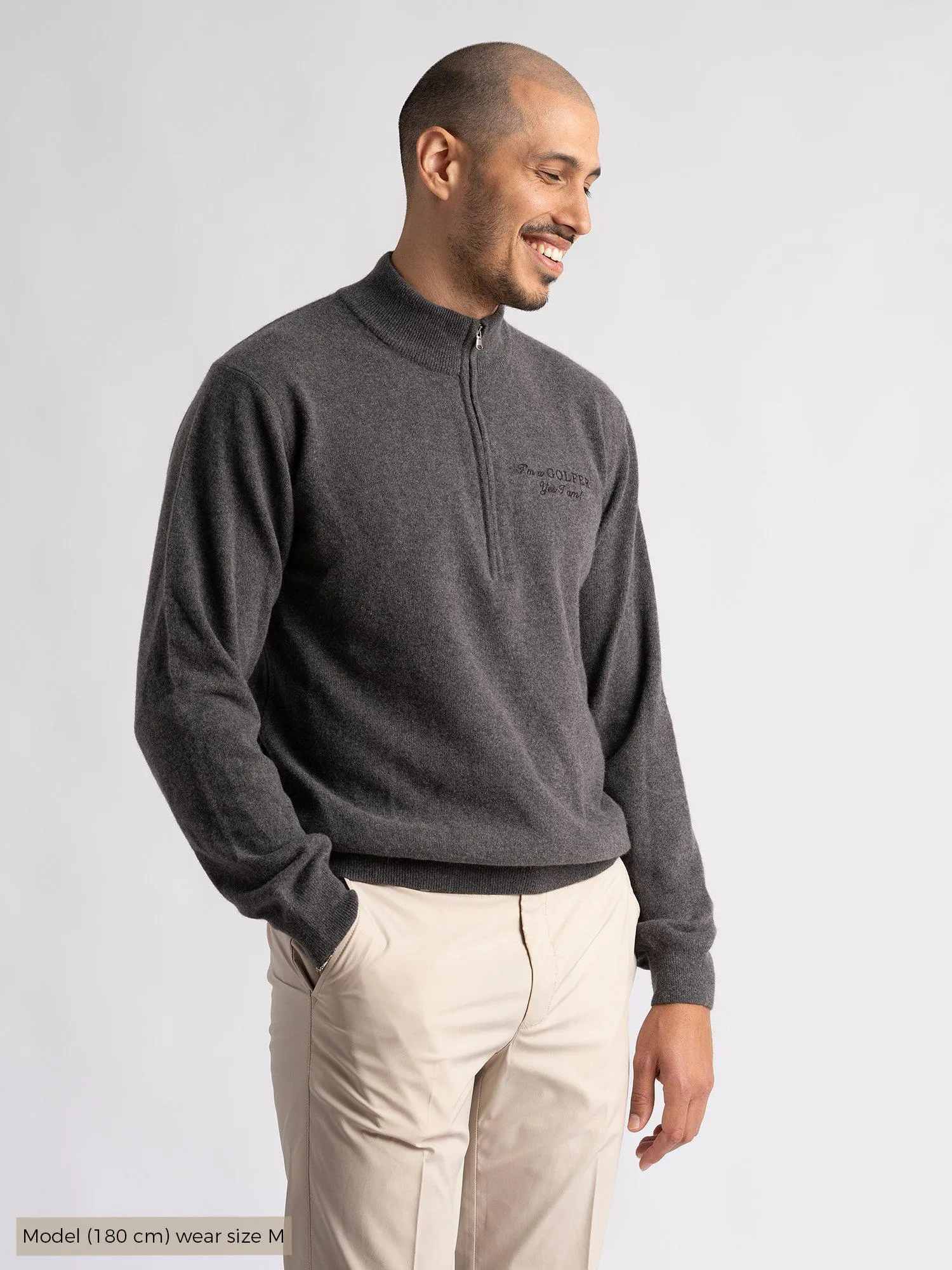 Gordon IGY2 1/2 Zip Menswear Deep Grey Melange sold by Cross Sportswear