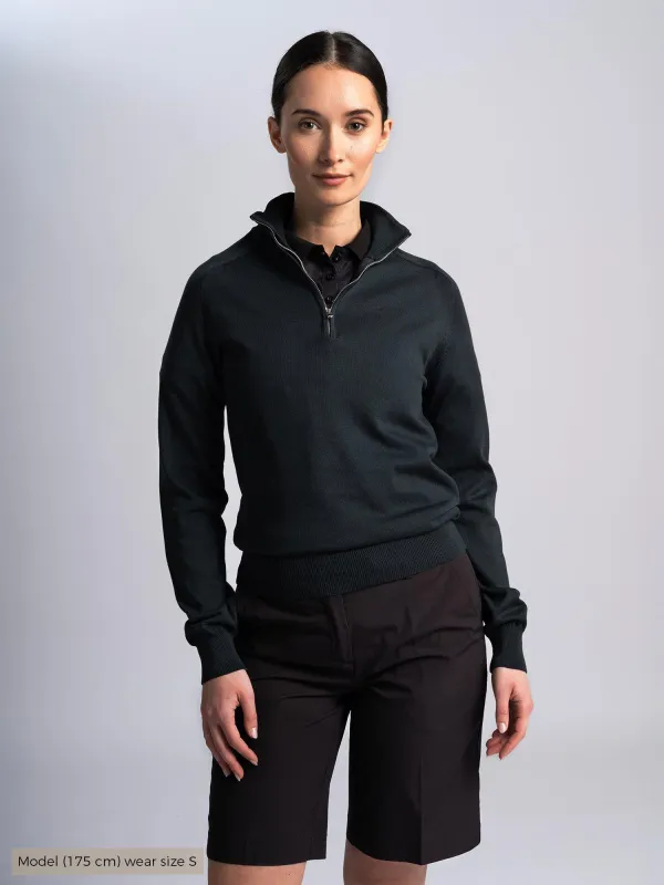 W GRETA 1/2 ZIP Black sold by Cross Sportswear