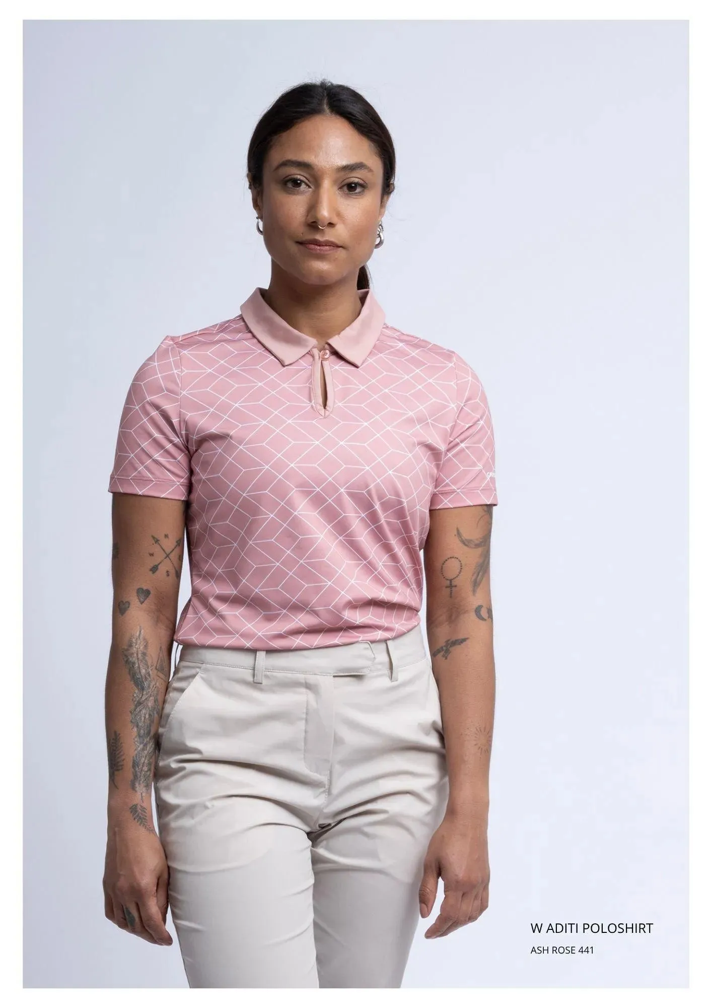 W ADITI POLOSHIRT ASH ROSE sold by Cross Sportswear