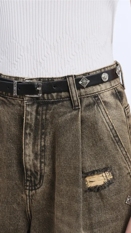 Future Darkness Studded Leather Belt sold by INITIAL Fashion