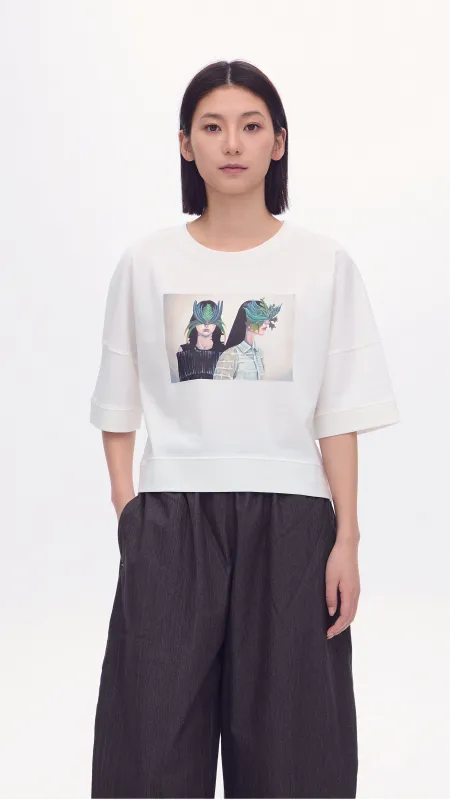 Mariko Enomoto Printed Puff-Sleeve Tee sold by INITIAL Fashion