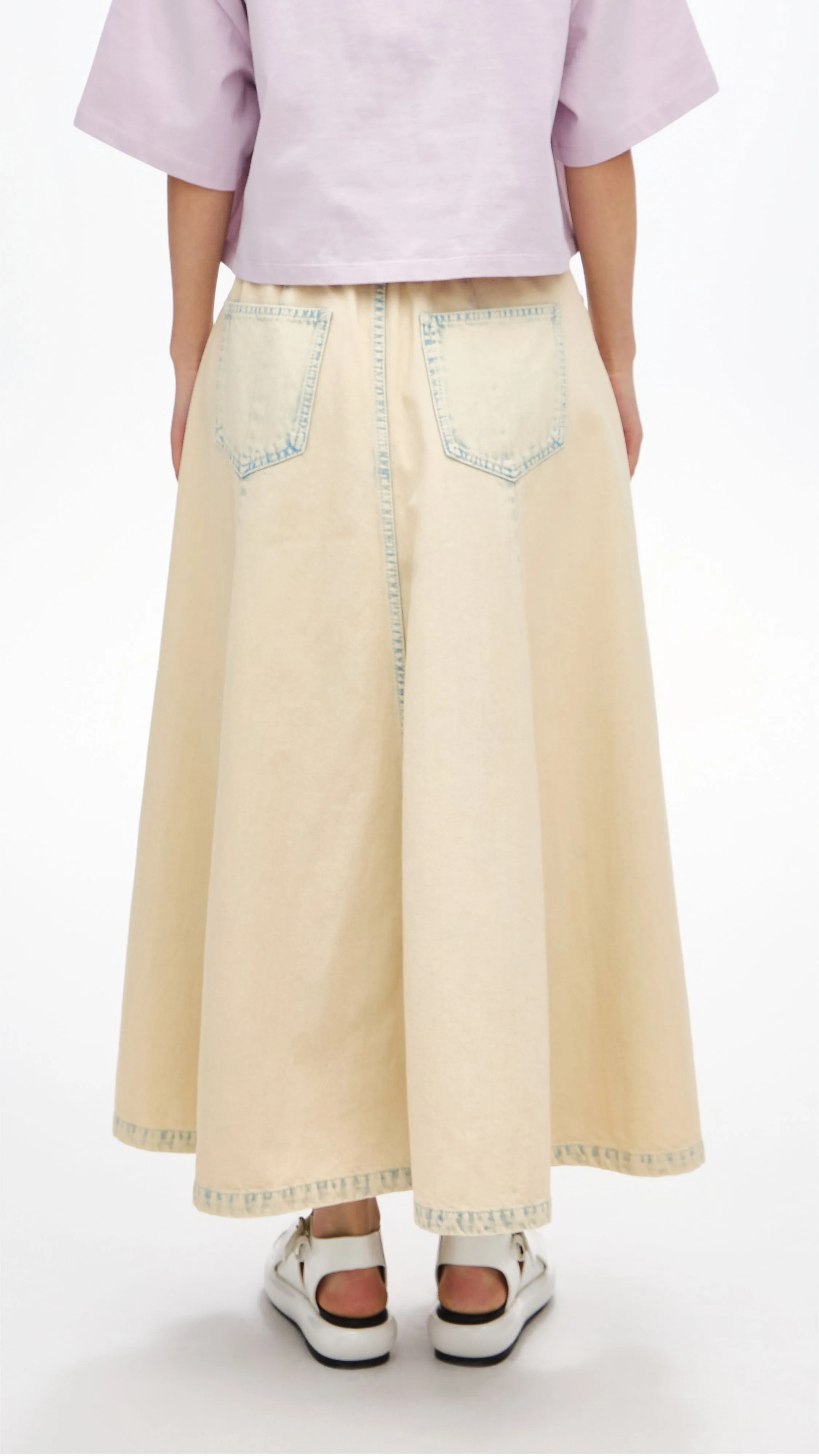 Bleach-washed Denim Skirt sold by INITIAL Fashion product image thumbnail 3