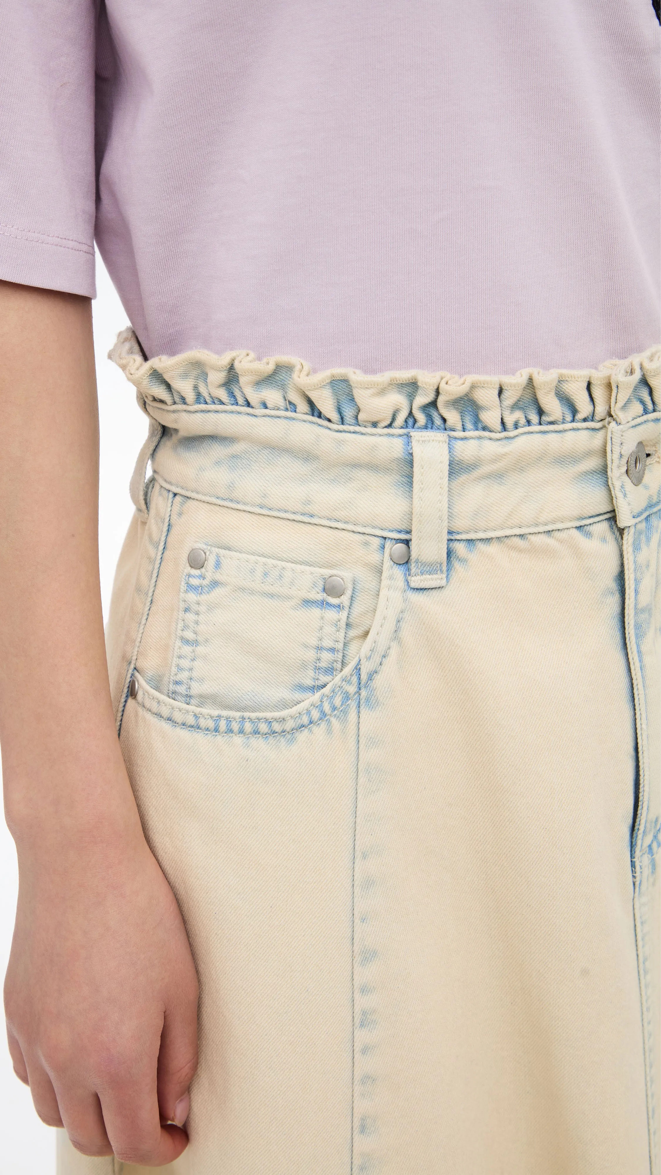 Bleach-washed Denim Skirt sold by INITIAL Fashion product image thumbnail 4