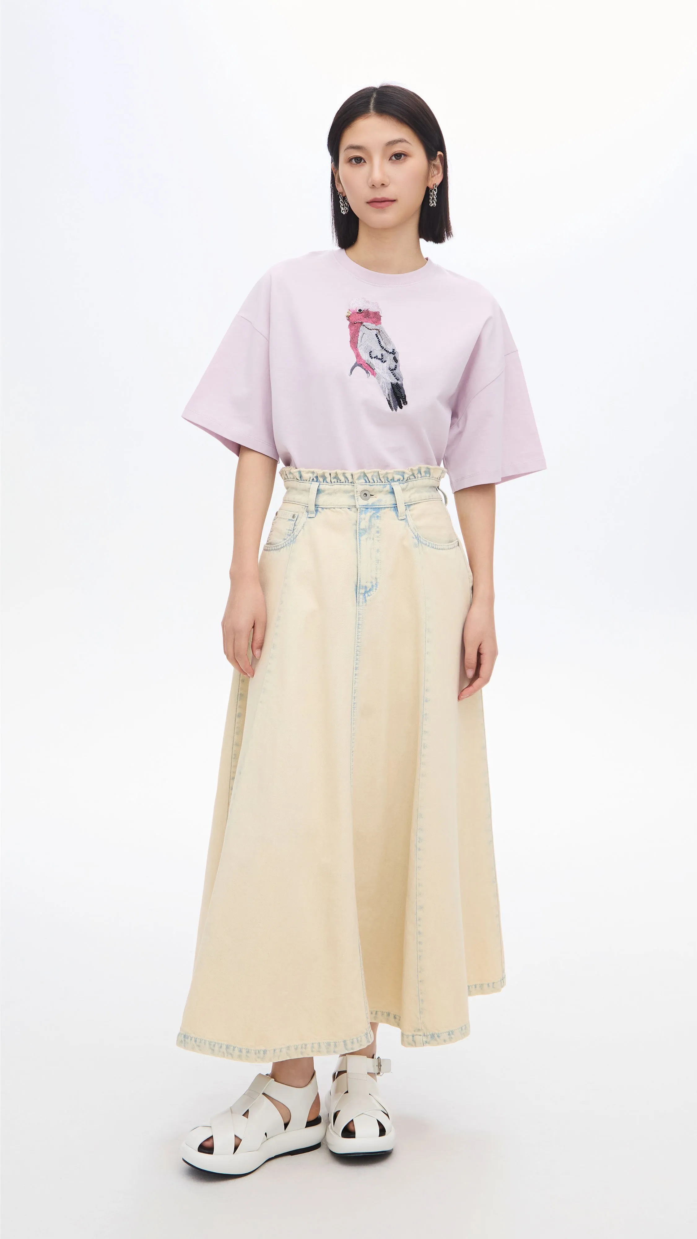 Bleach-washed Denim Skirt sold by INITIAL Fashion product image thumbnail 5