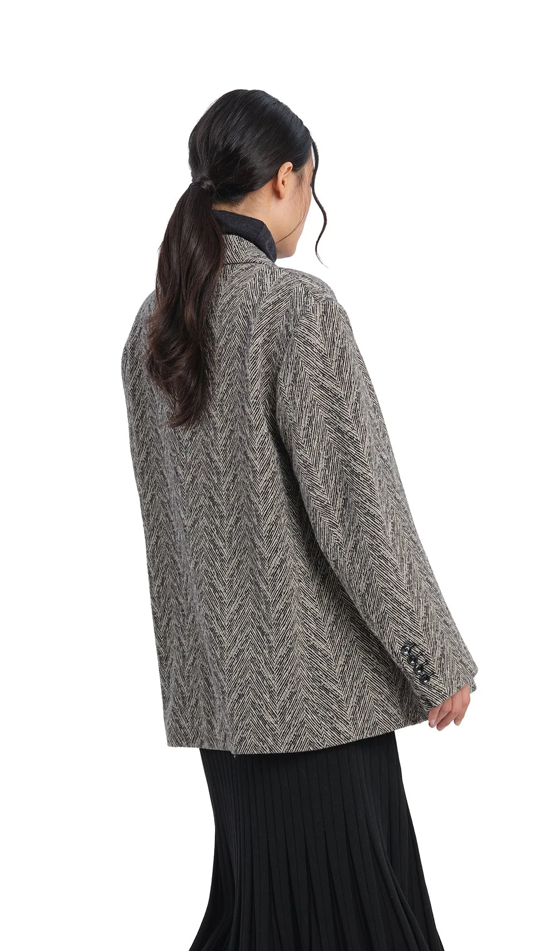 Herringbone Loose-Fit Blazer sold by INITIAL Fashion product image thumbnail 4