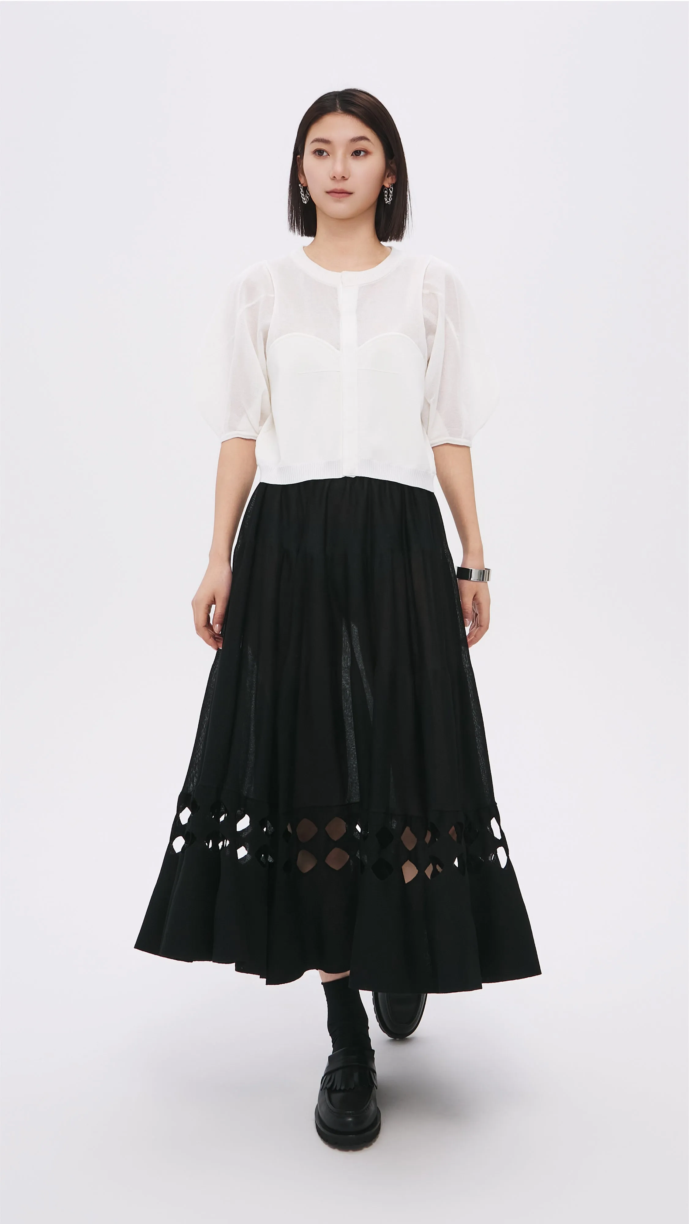 Puff-sleeves Knit Top sold by INITIAL Fashion product image thumbnail 4