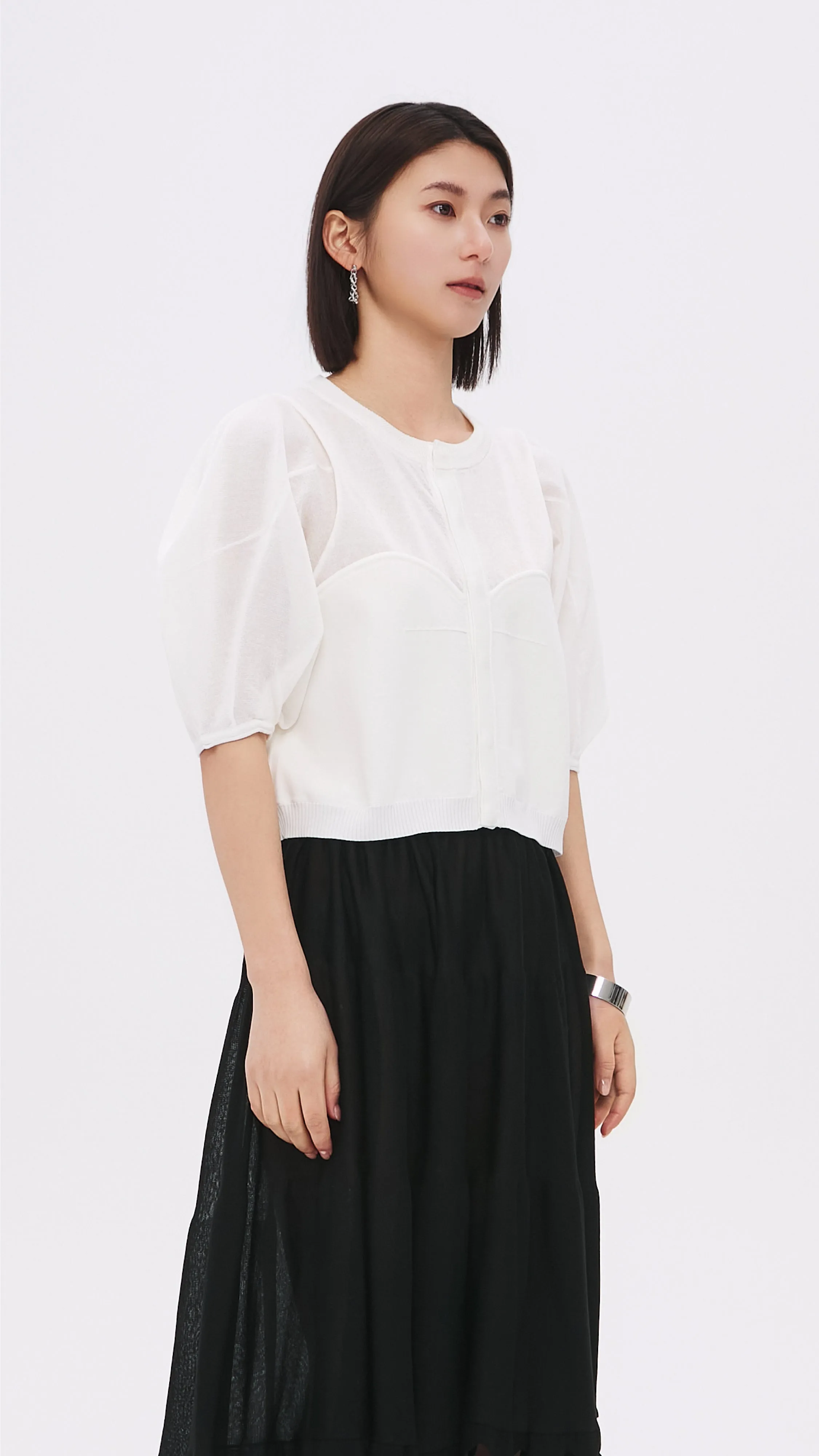 Puff-sleeves Knit Top sold by INITIAL Fashion product image thumbnail 2