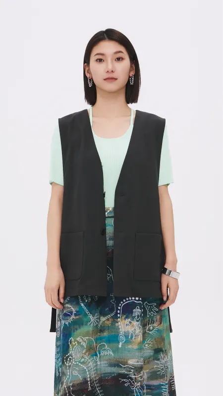 Waistcoat with Side Slits sold by INITIAL Fashion
