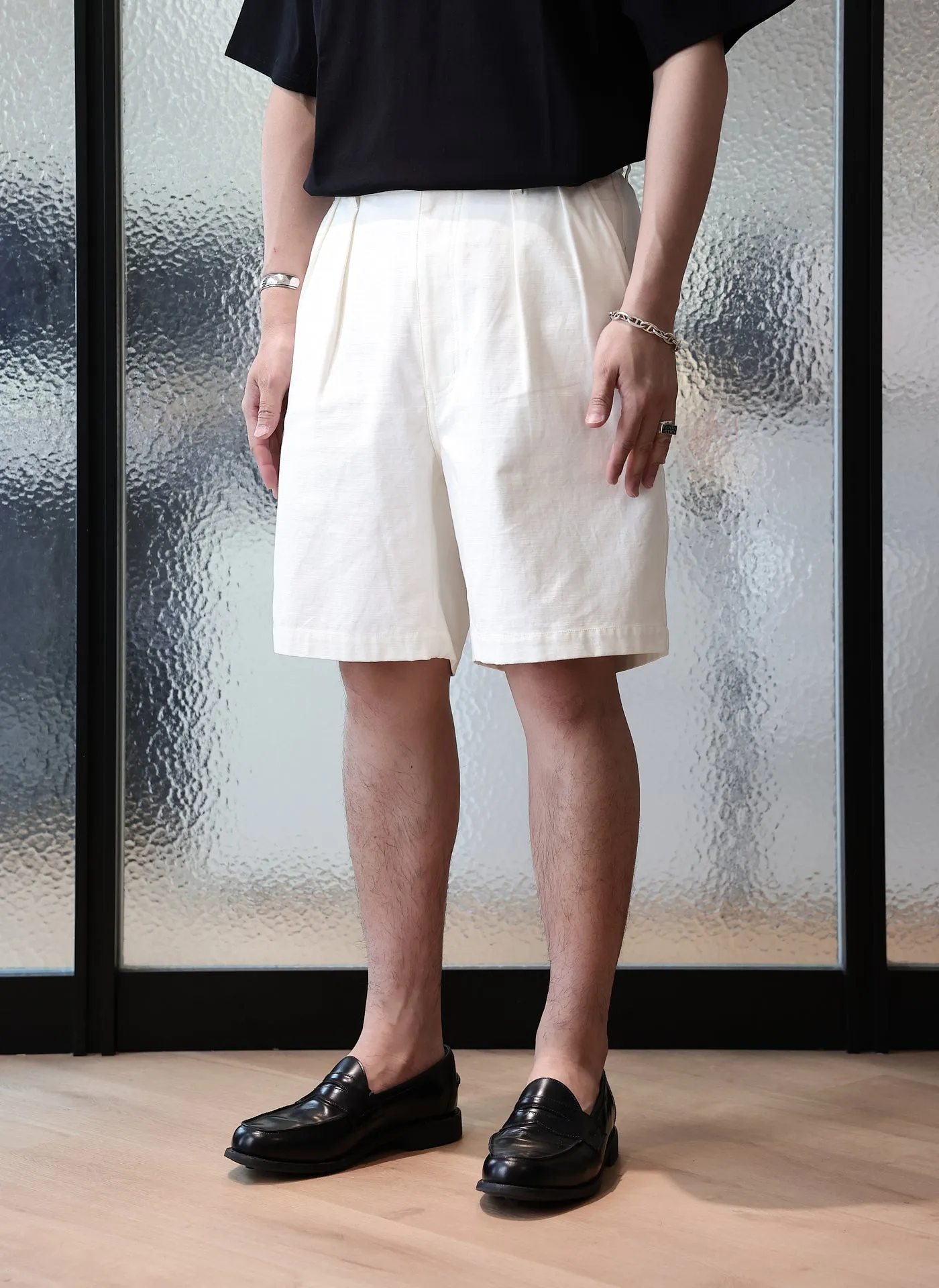 High Twist Salt Shrinking Cotton Twill Shorts sold by INITIAL Fashion