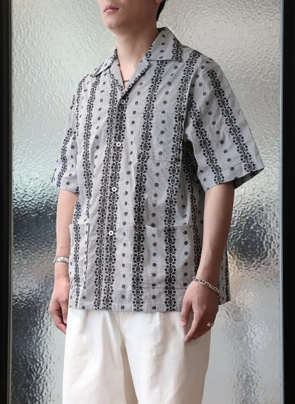 Cotton Nylon Sapndex Embroidery Open Collar Shirt sold by INITIAL Fashion