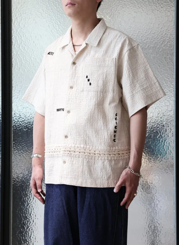 Crochet Knit Blocking Open Collar Shirt sold by INITIAL Fashion