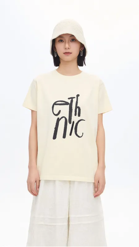 Garment-washed Wording Print Tee sold by INITIAL Fashion
