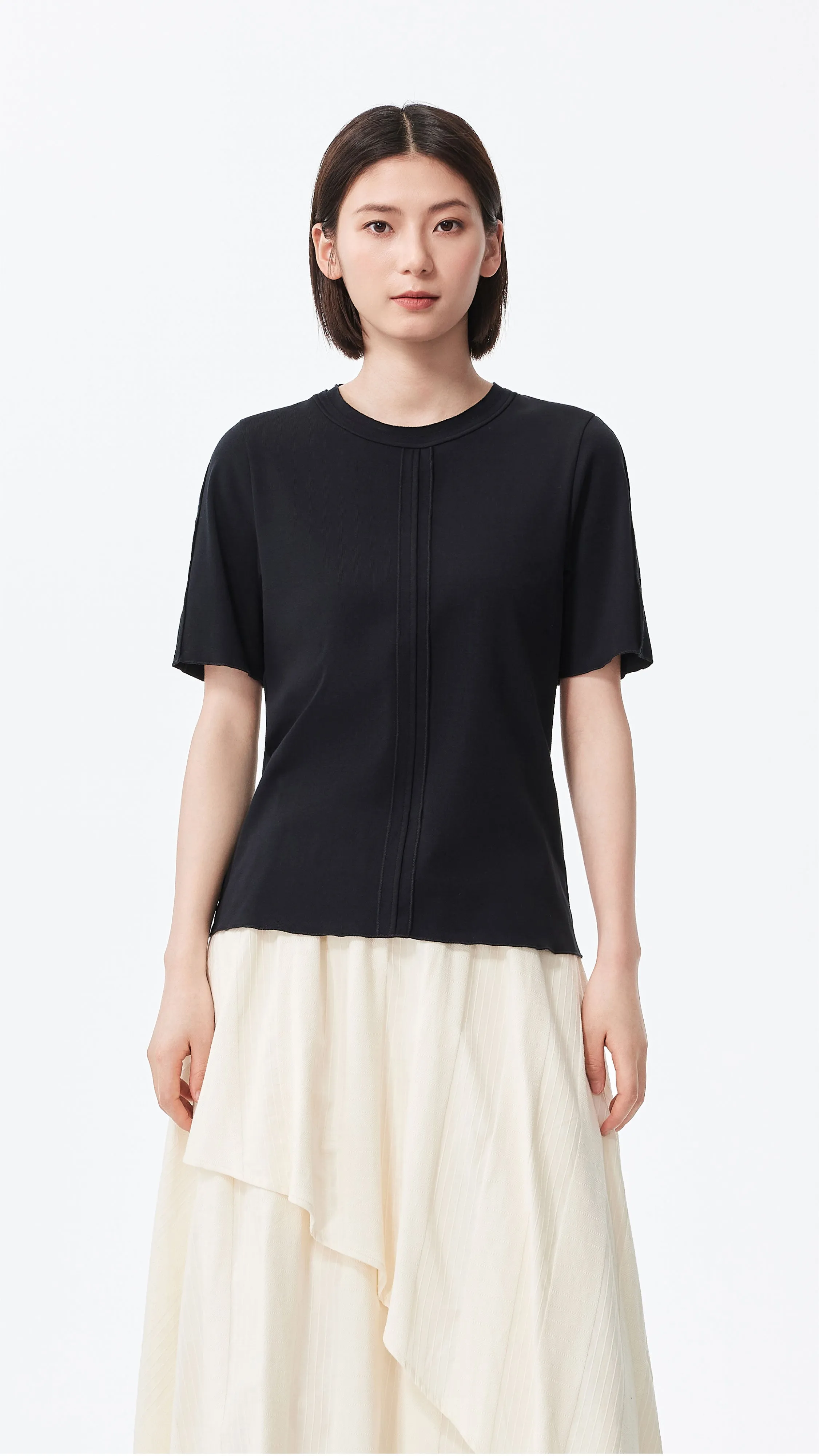 Tucks-trimmed T-Shirt sold by INITIAL Fashion