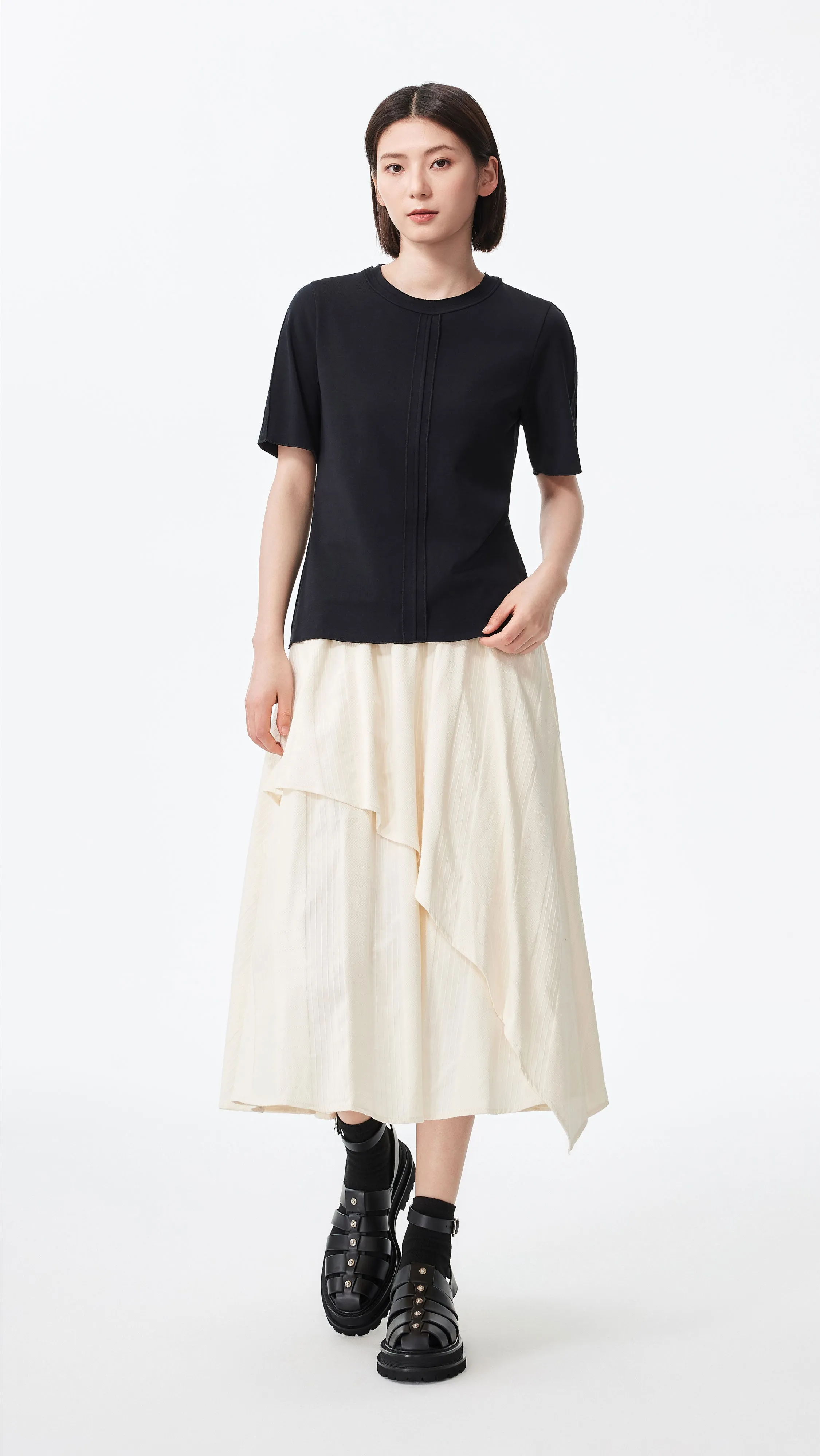 Tucks-trimmed T-Shirt sold by INITIAL Fashion product image thumbnail 4