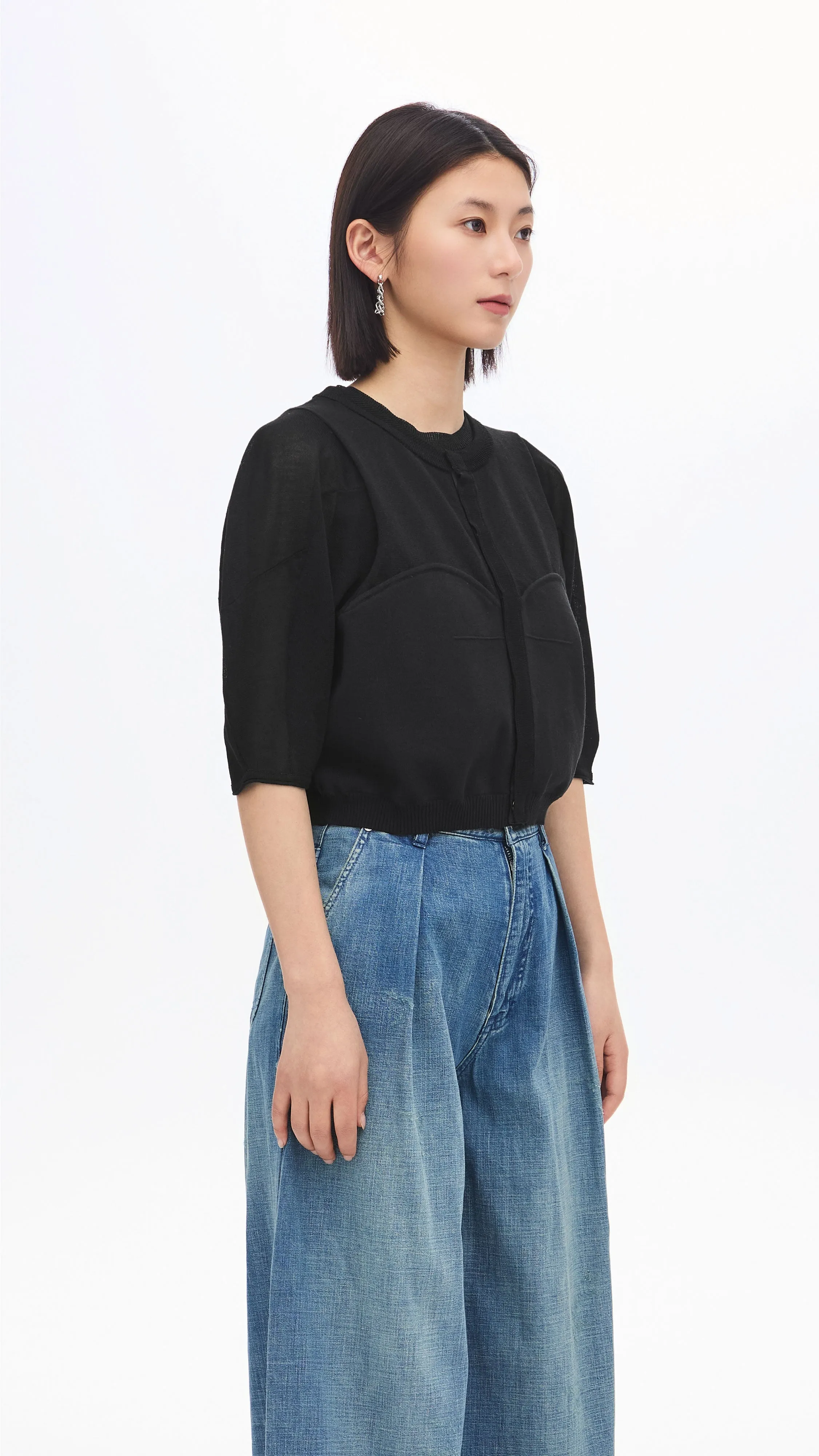 Puff-sleeves Knit Top sold by INITIAL Fashion product image thumbnail 2