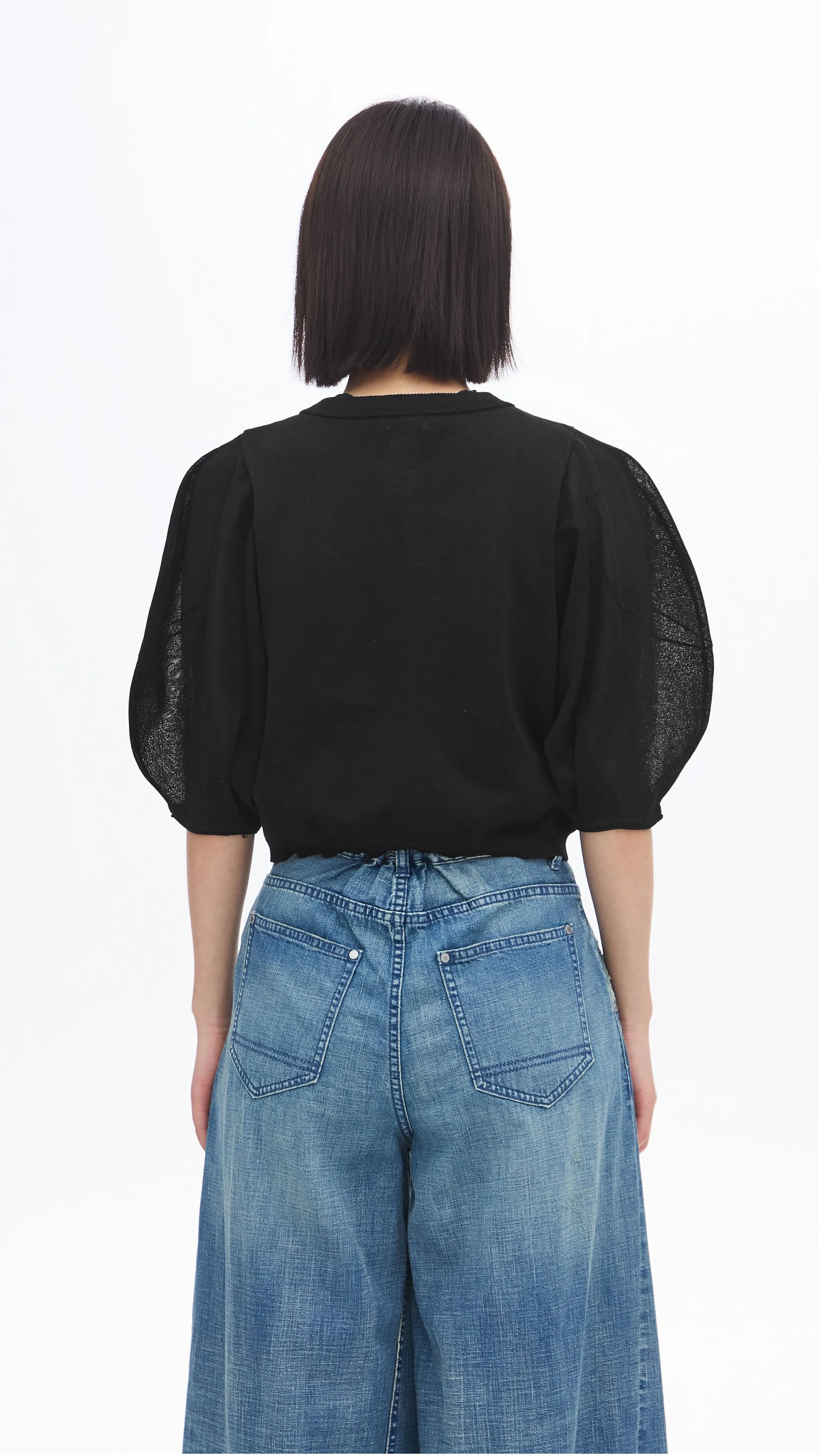 Puff-sleeves Knit Top sold by INITIAL Fashion product image thumbnail 3