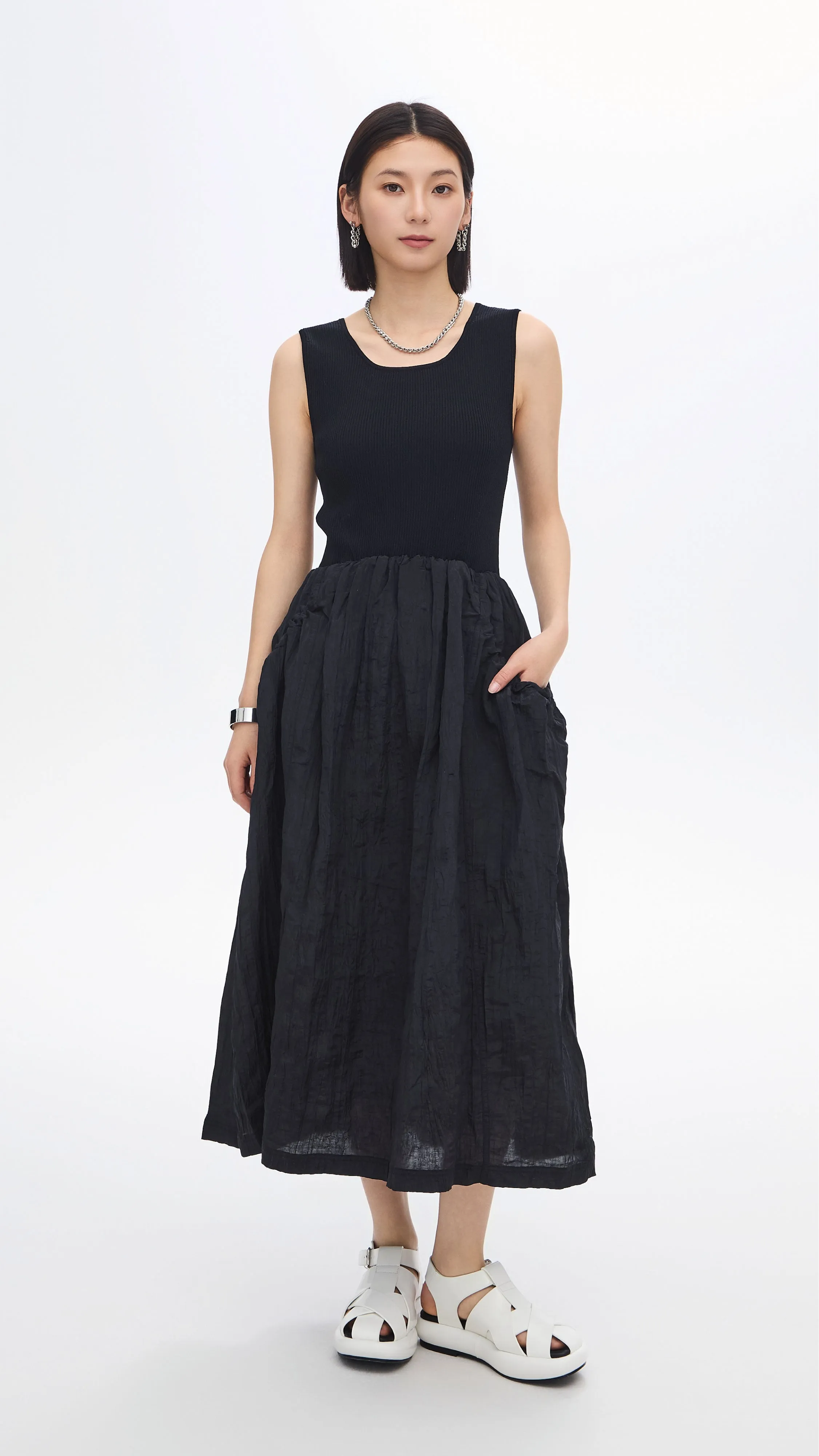 Nylon Patch Knit Dress sold by INITIAL Fashion product image thumbnail 4