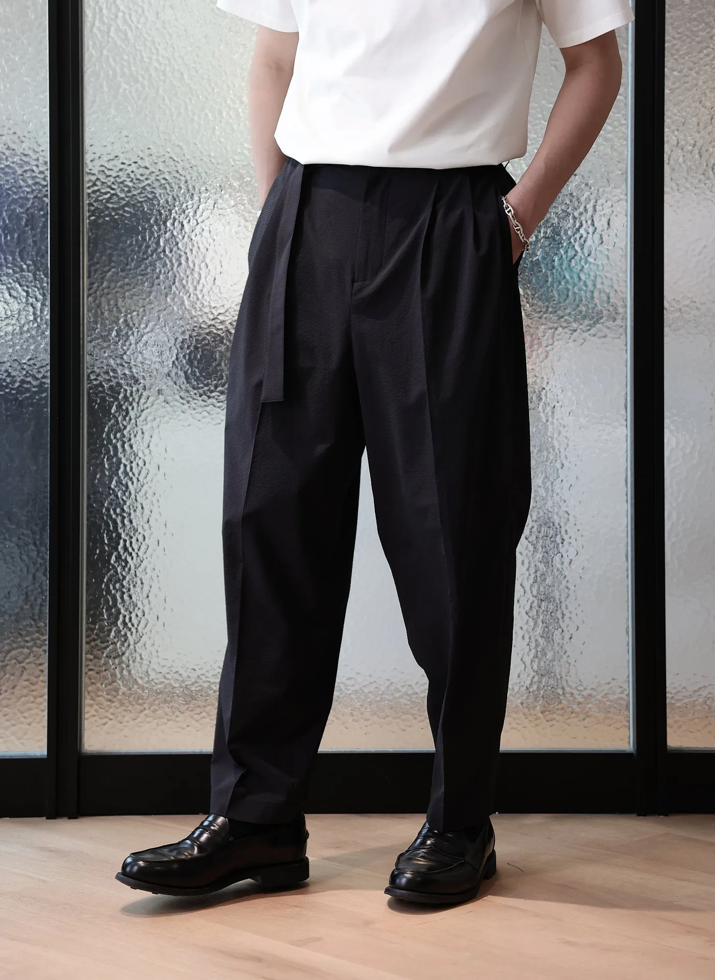 Polyester Wide Tapered Pants (P-12) sold by INITIAL Fashion product image thumbnail 3