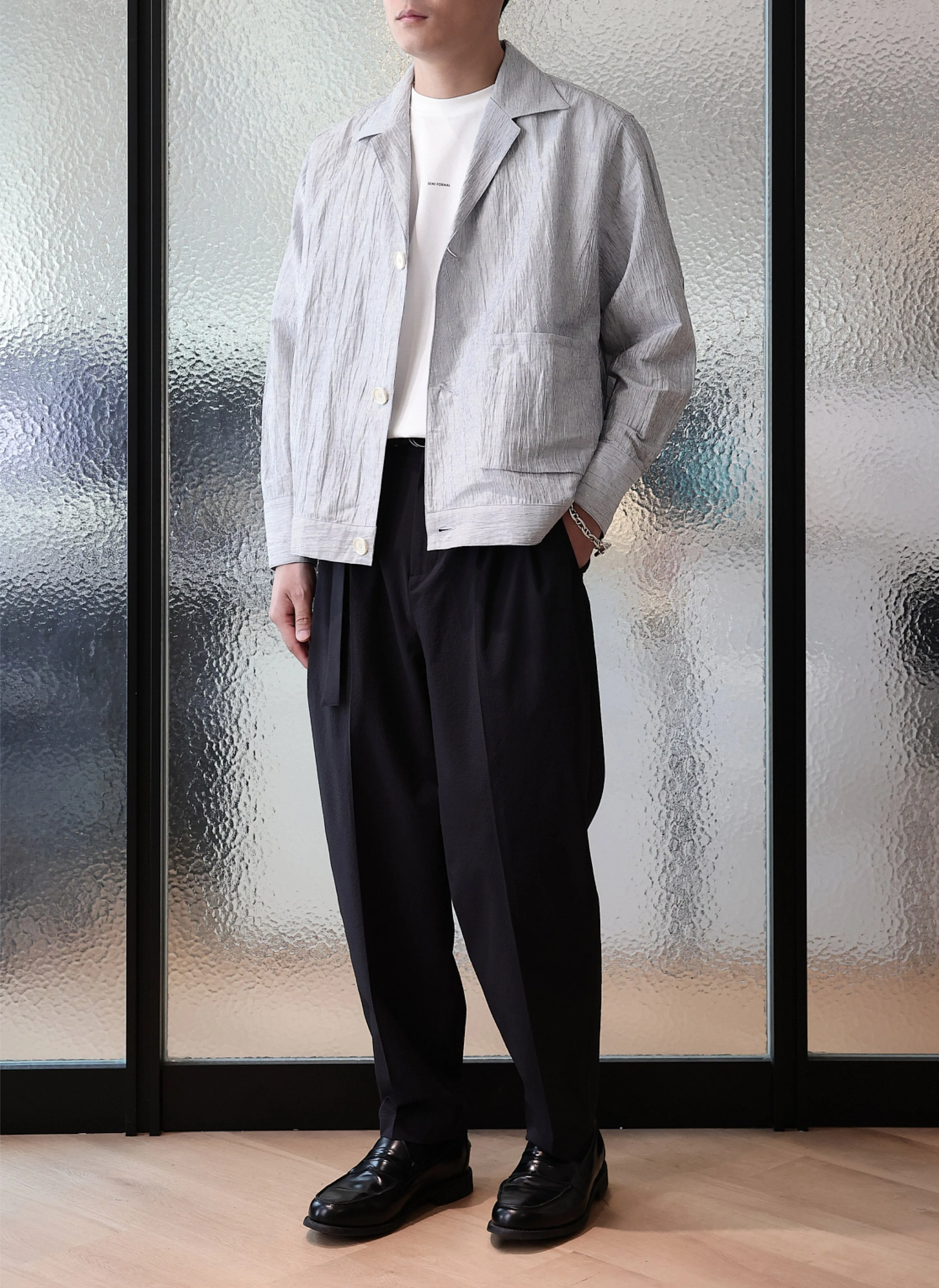 Polyester Wide Tapered Pants (P-12) sold by INITIAL Fashion product image thumbnail 5