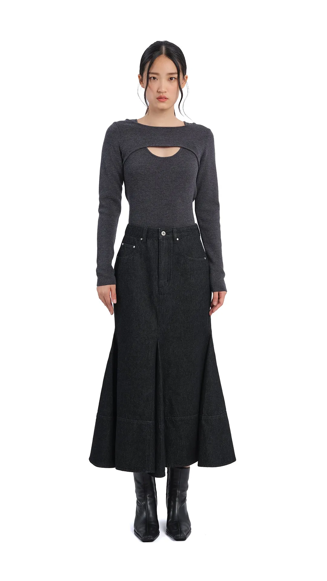 Denim Fishtail Skirt sold by INITIAL Fashion product image thumbnail 5