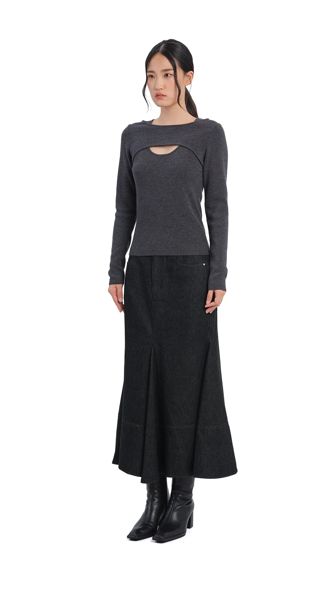 Denim Fishtail Skirt sold by INITIAL Fashion product image thumbnail 4