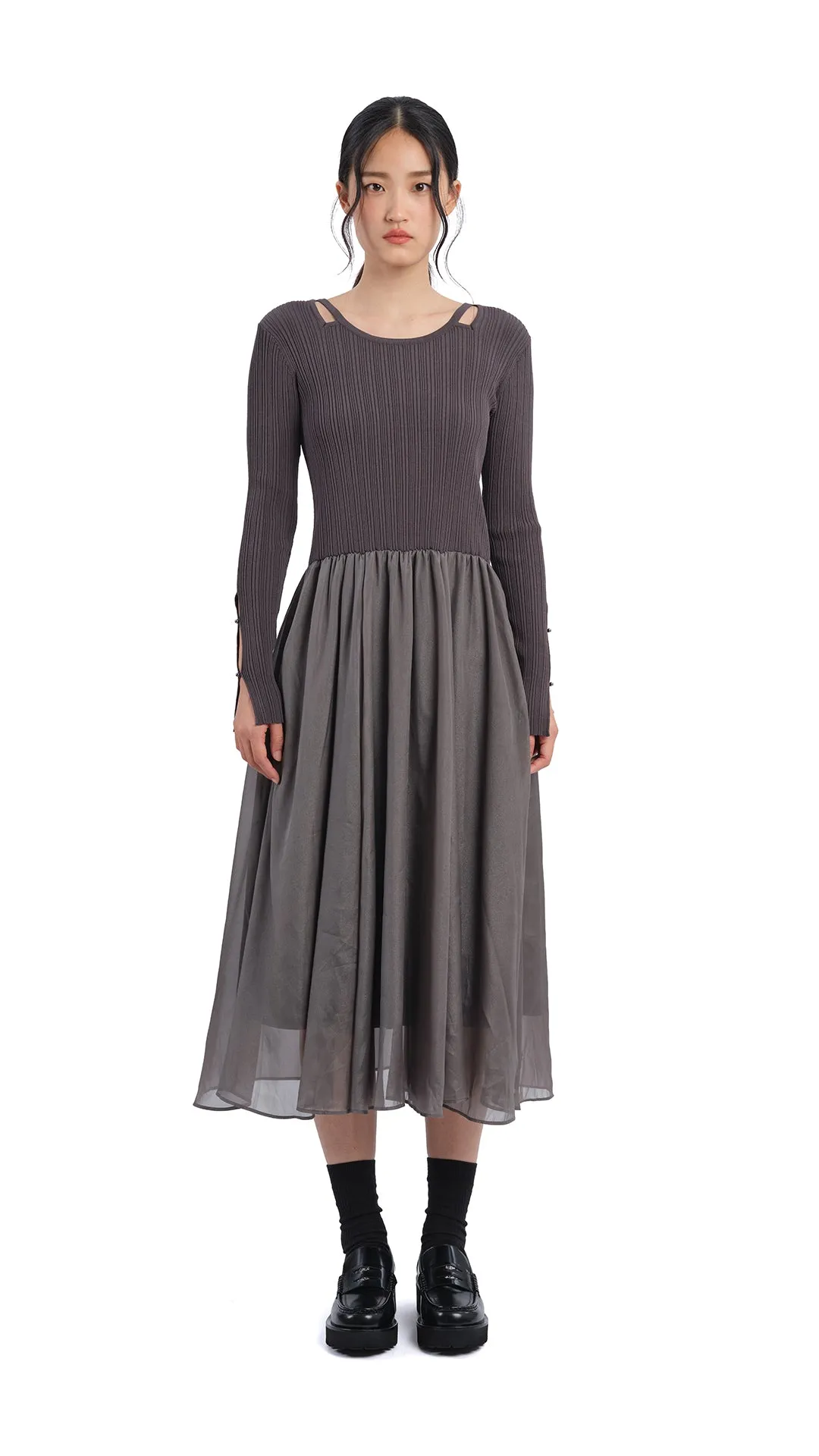 Cut-Out 2 In 1 Knit Dress sold by INITIAL Fashion