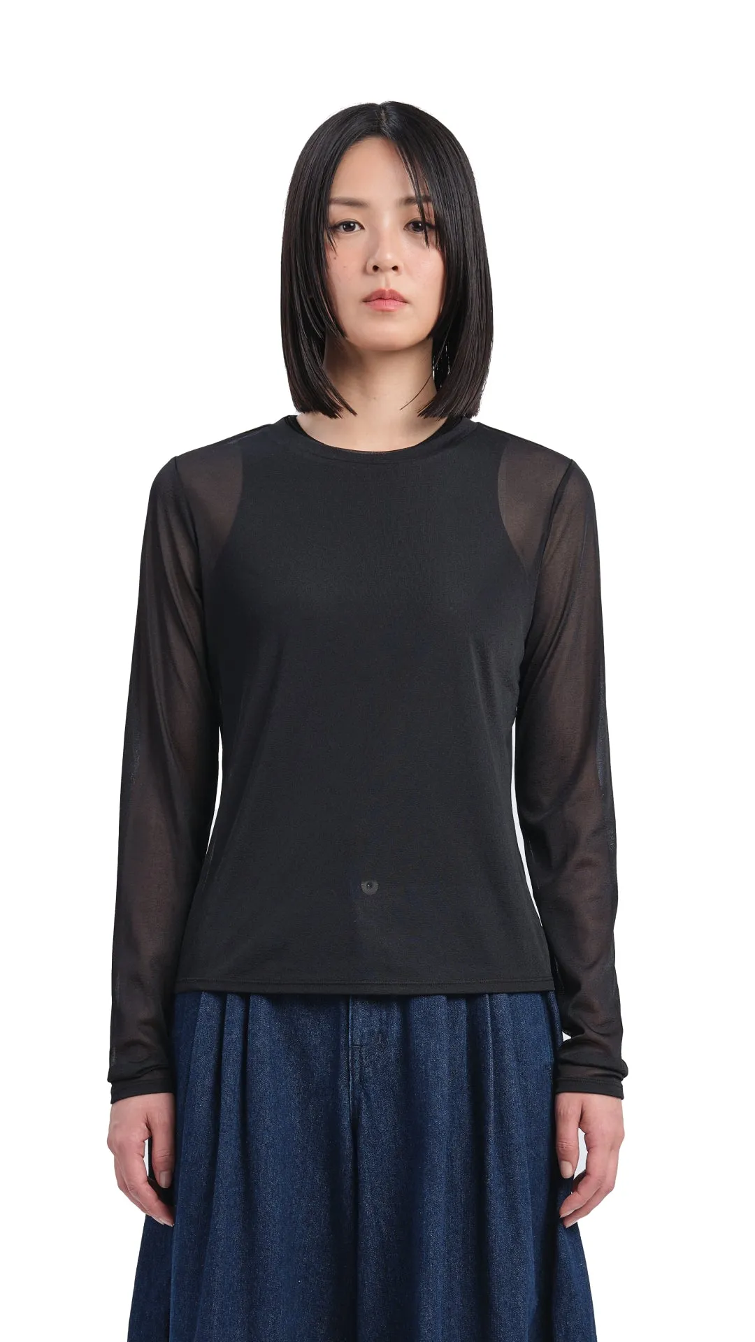 Mock-neck Sheer Top sold by INITIAL Fashion