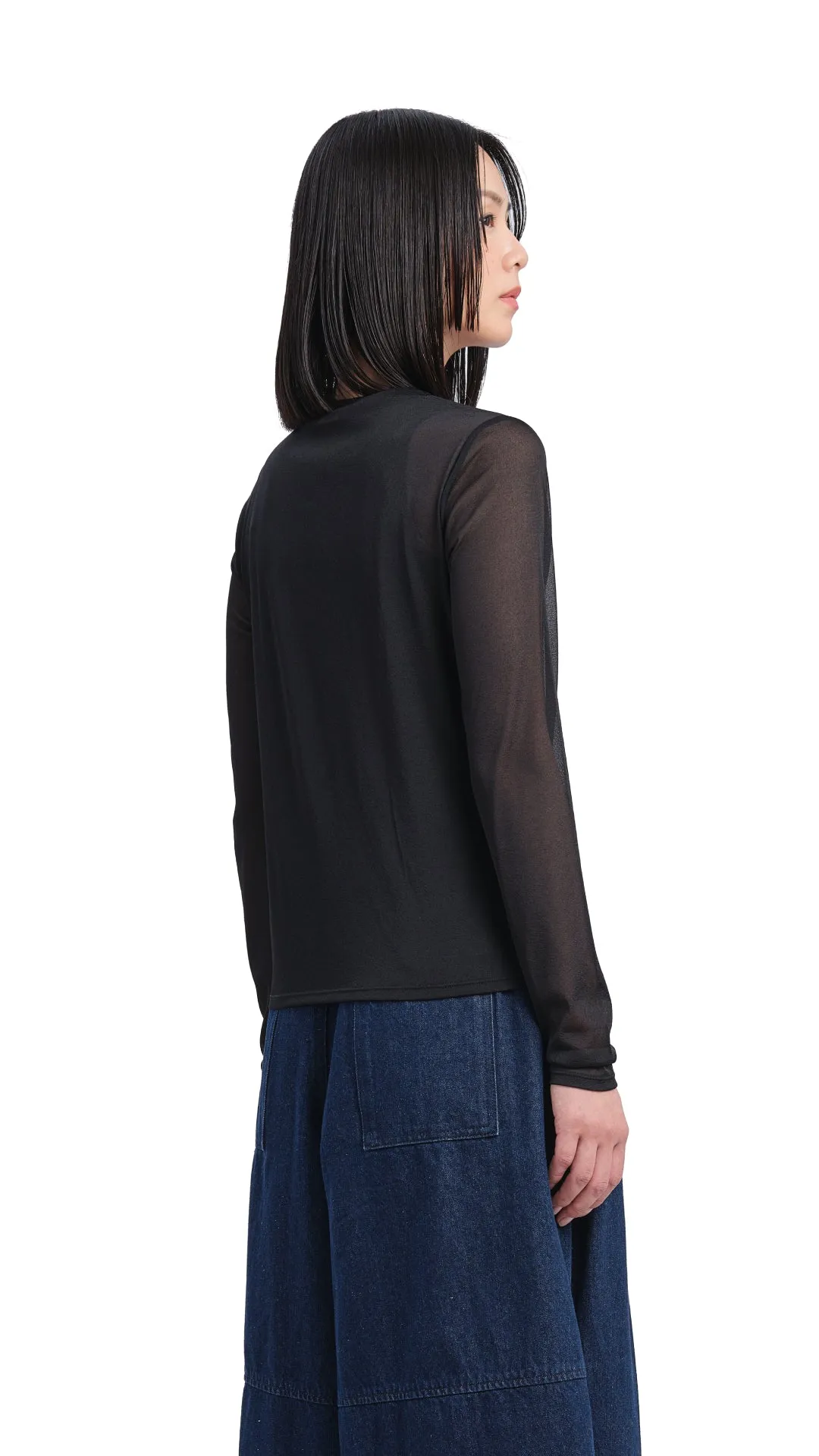 Mock-neck Sheer Top sold by INITIAL Fashion product image thumbnail 2