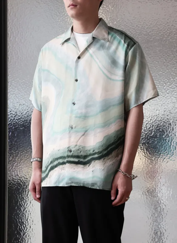 Polyester Marble Print Short Sleeves Shirt sold by INITIAL Fashion