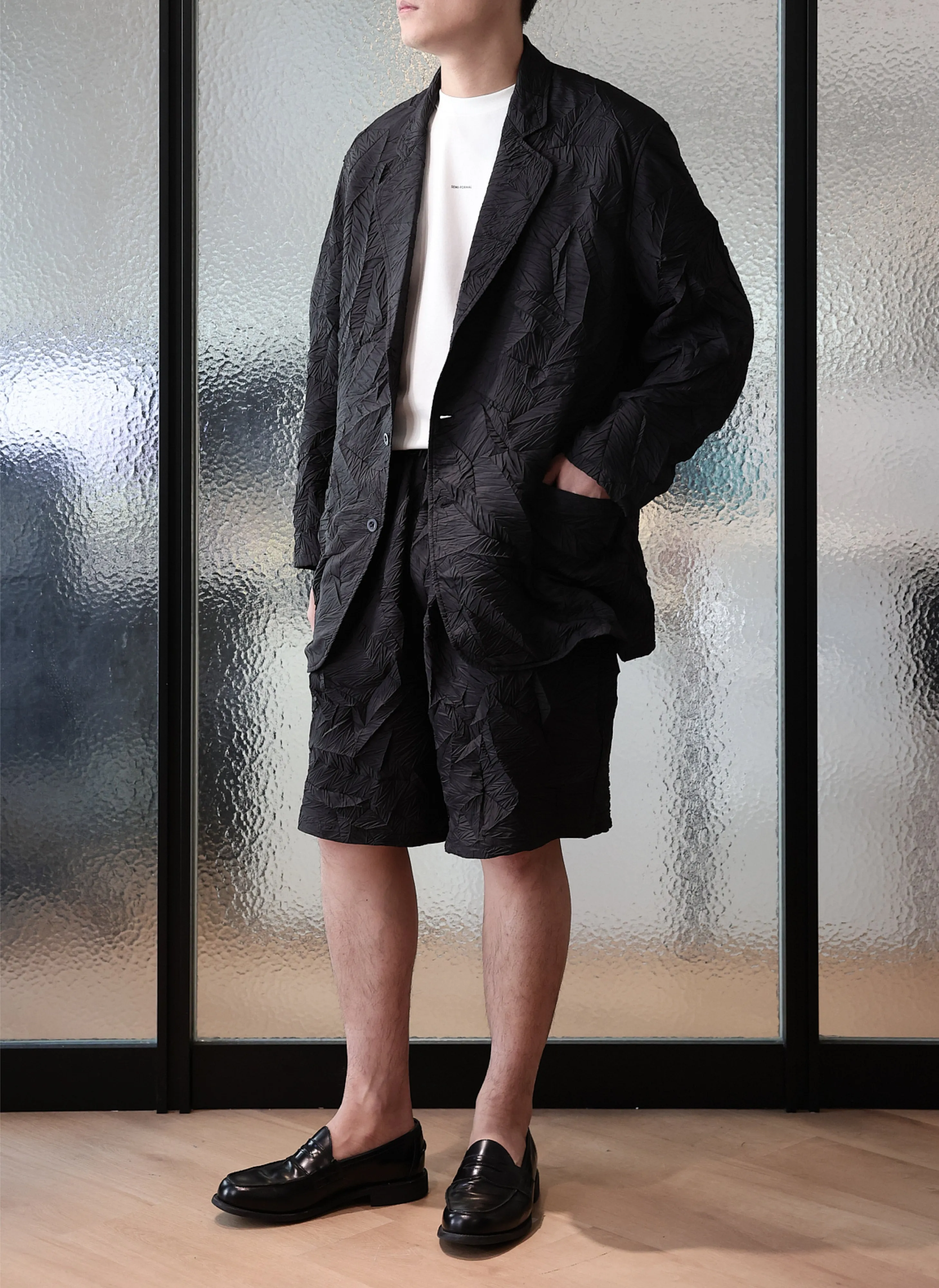 Distort Pleats Polyester Soft Single Breasted Blazer sold by INITIAL Fashion product image thumbnail 5