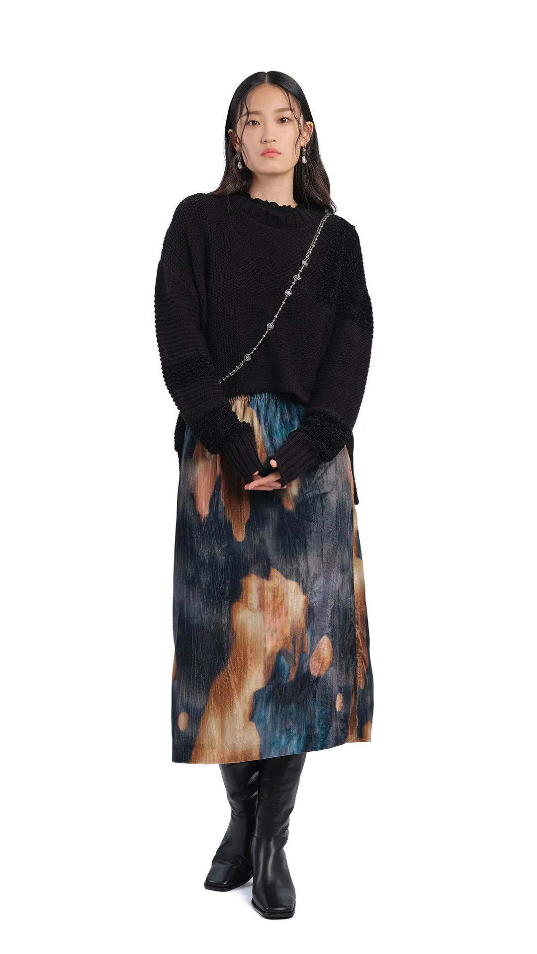 Watercolour Graphic Velour Printed Skirt sold by INITIAL Fashion product image thumbnail 4