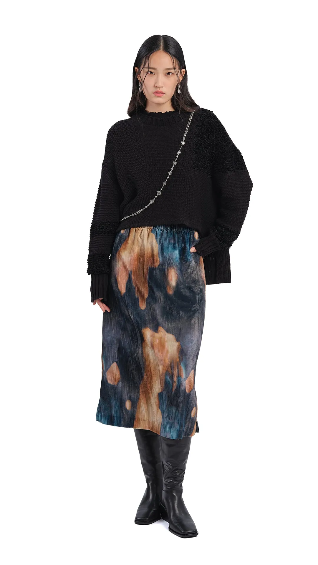 Watercolour Graphic Velour Printed Skirt sold by INITIAL Fashion product image thumbnail 5