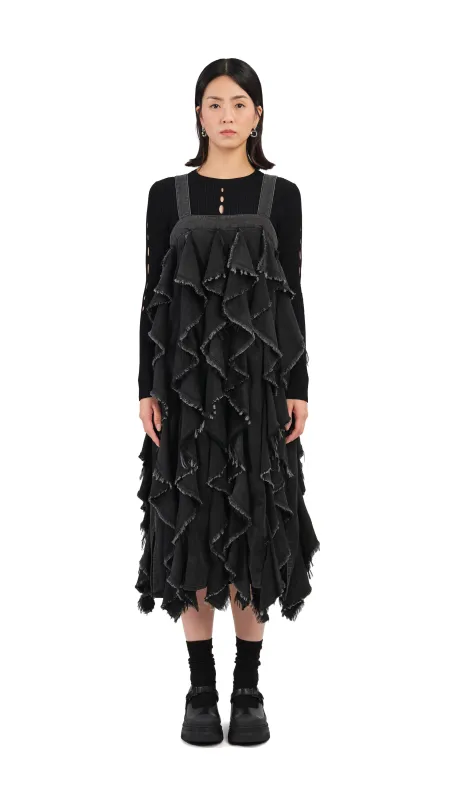 Ruffles Denim Dress sold by INITIAL Fashion