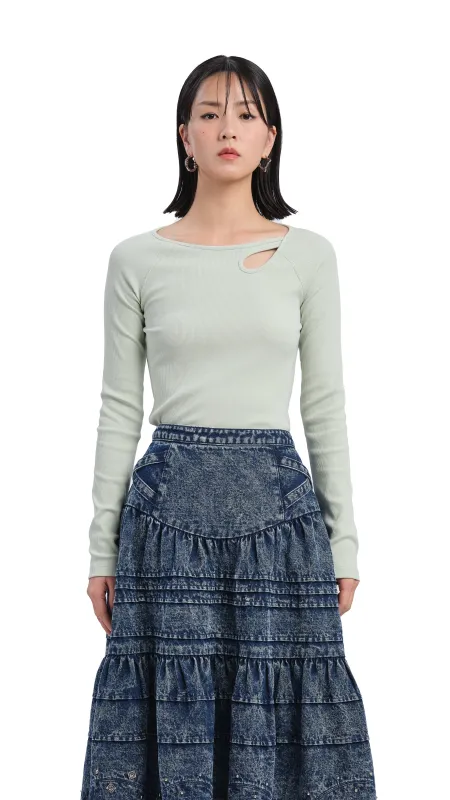 Long Sleeve Bridge-Neck Top sold by INITIAL Fashion